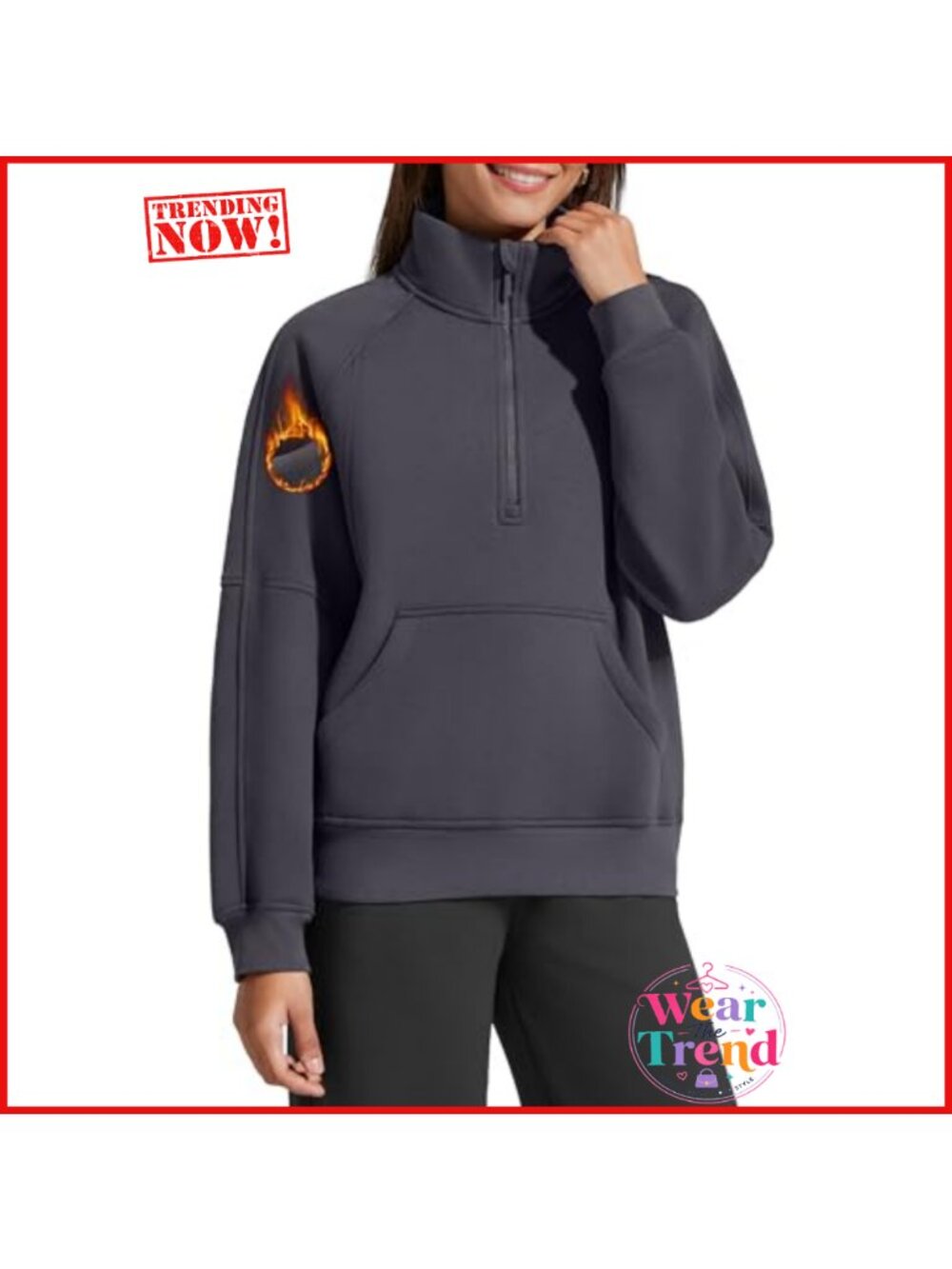 Mock Neck Half Zip Fleece Hoodie Sweatshirt Kangaroo Pocket